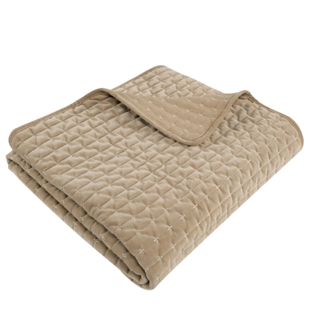Luxurious Taupe Quilted Throw Blanket